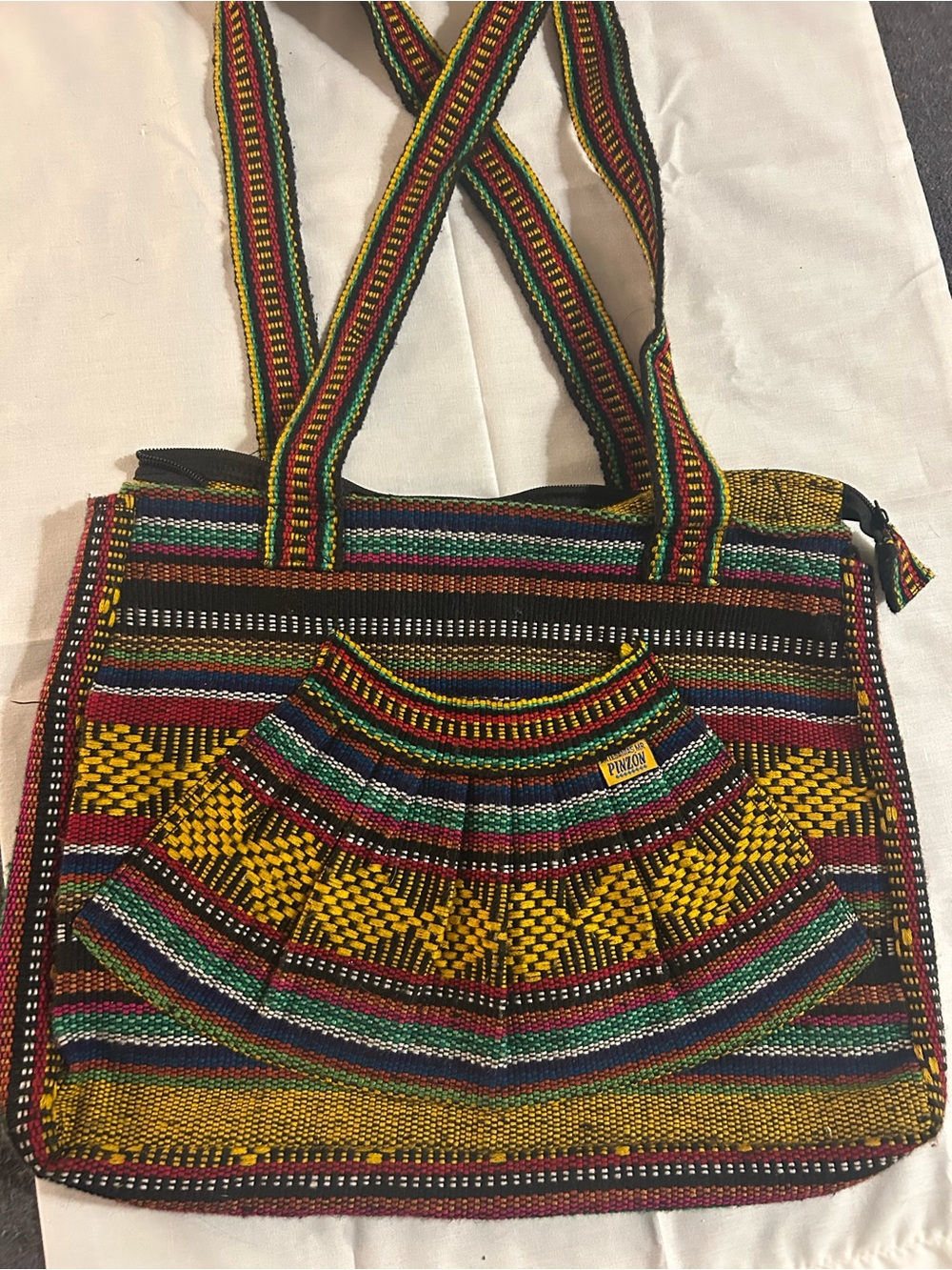 Pinzon Multicolor Woven Tote with Yellow Accents
